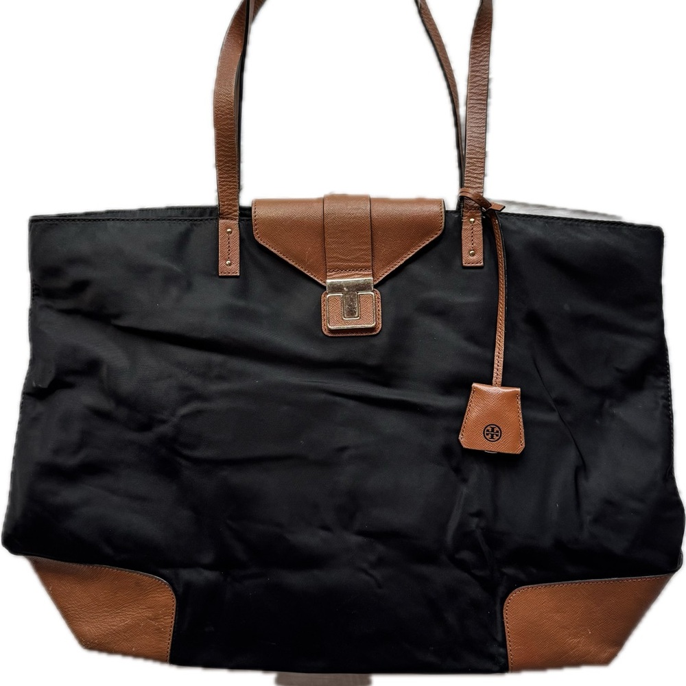 Tory Burch Black and Tan Tote Bag